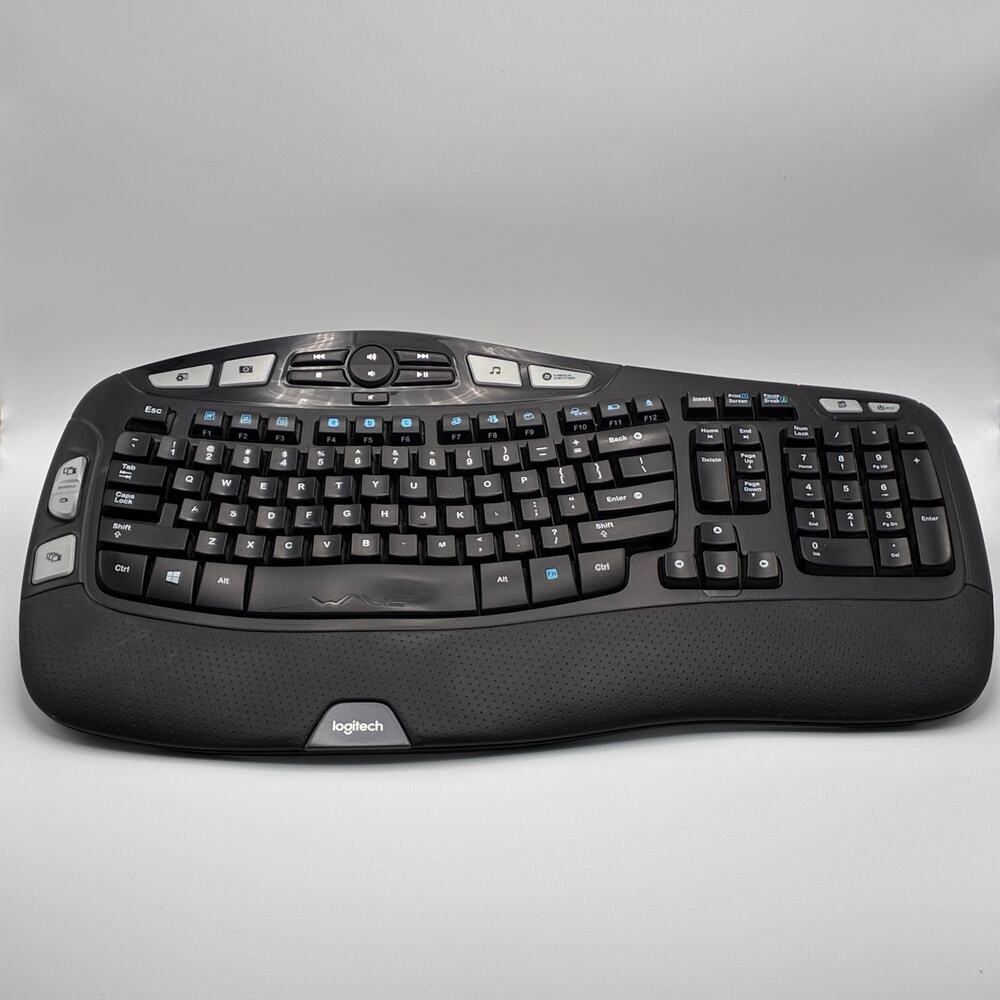 Logitech Wireless Wave K350 Ergonomic Keyboard - No USB Dongle - TESTED